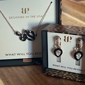 BP  bomb party untamed snake Necklace earring Set rose gold